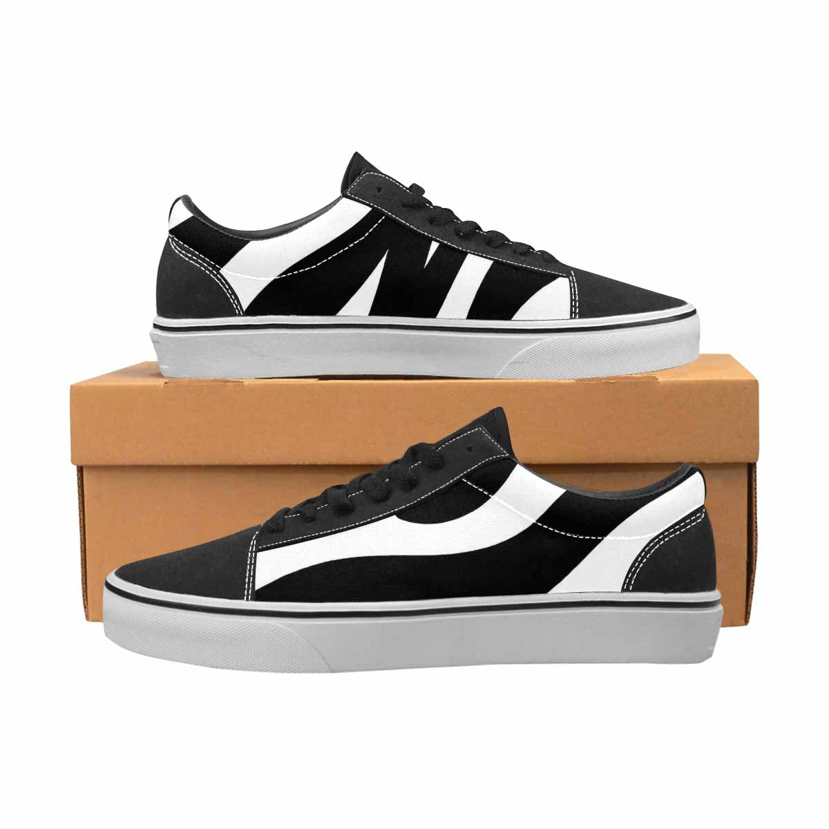 WOMEN'S Zebra Print Black White Canvas Lace-Up Y2K Sneakers
