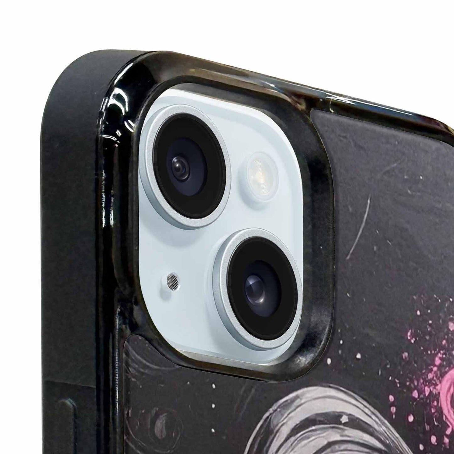 iPhone 15 Plus Case — Van Gogh Swirl Black Pink Ink, Custom Made Phone Cover
