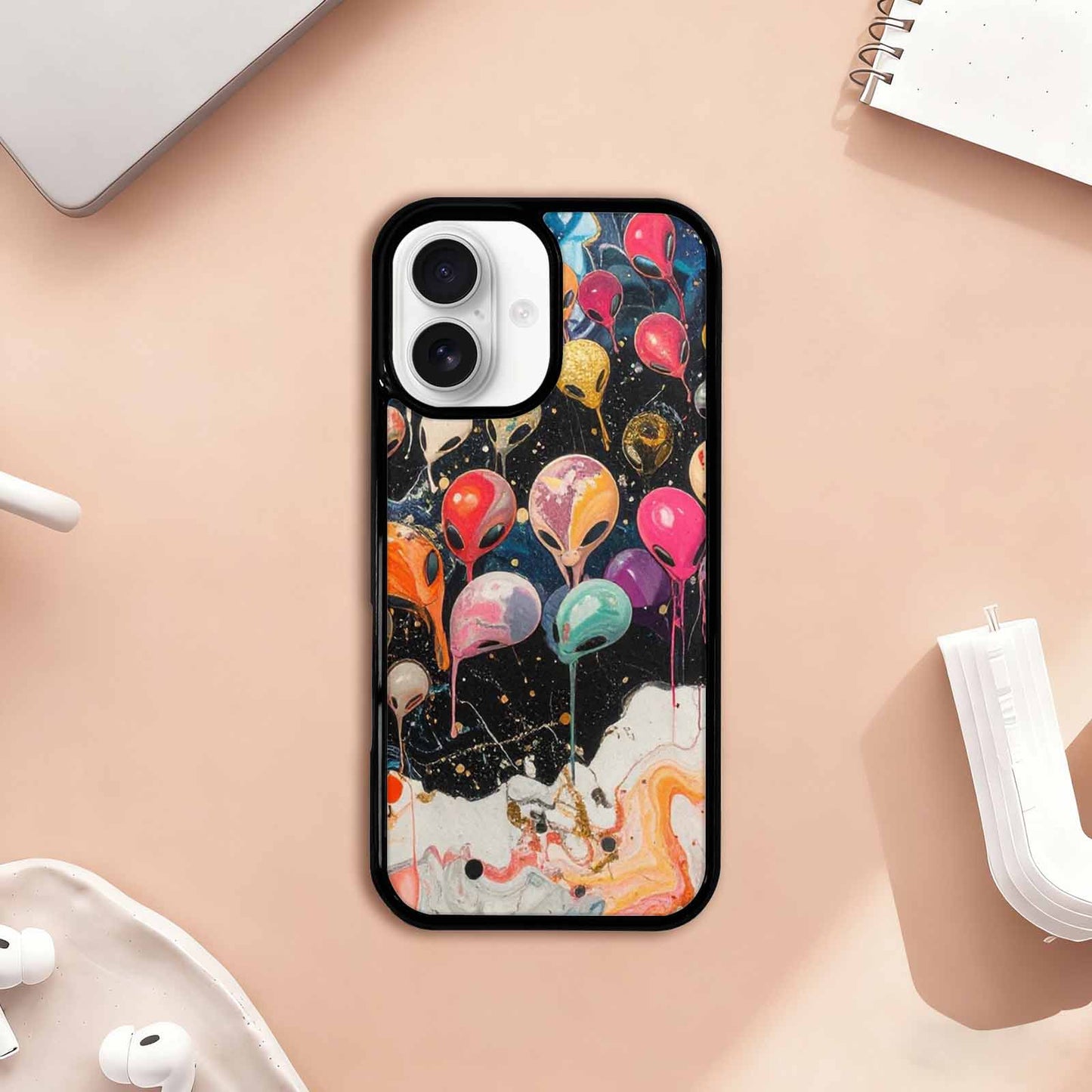iPhone 17 Case — Aliens Marblealiens Pattern Alien Scifi, Unique Phone Case Design