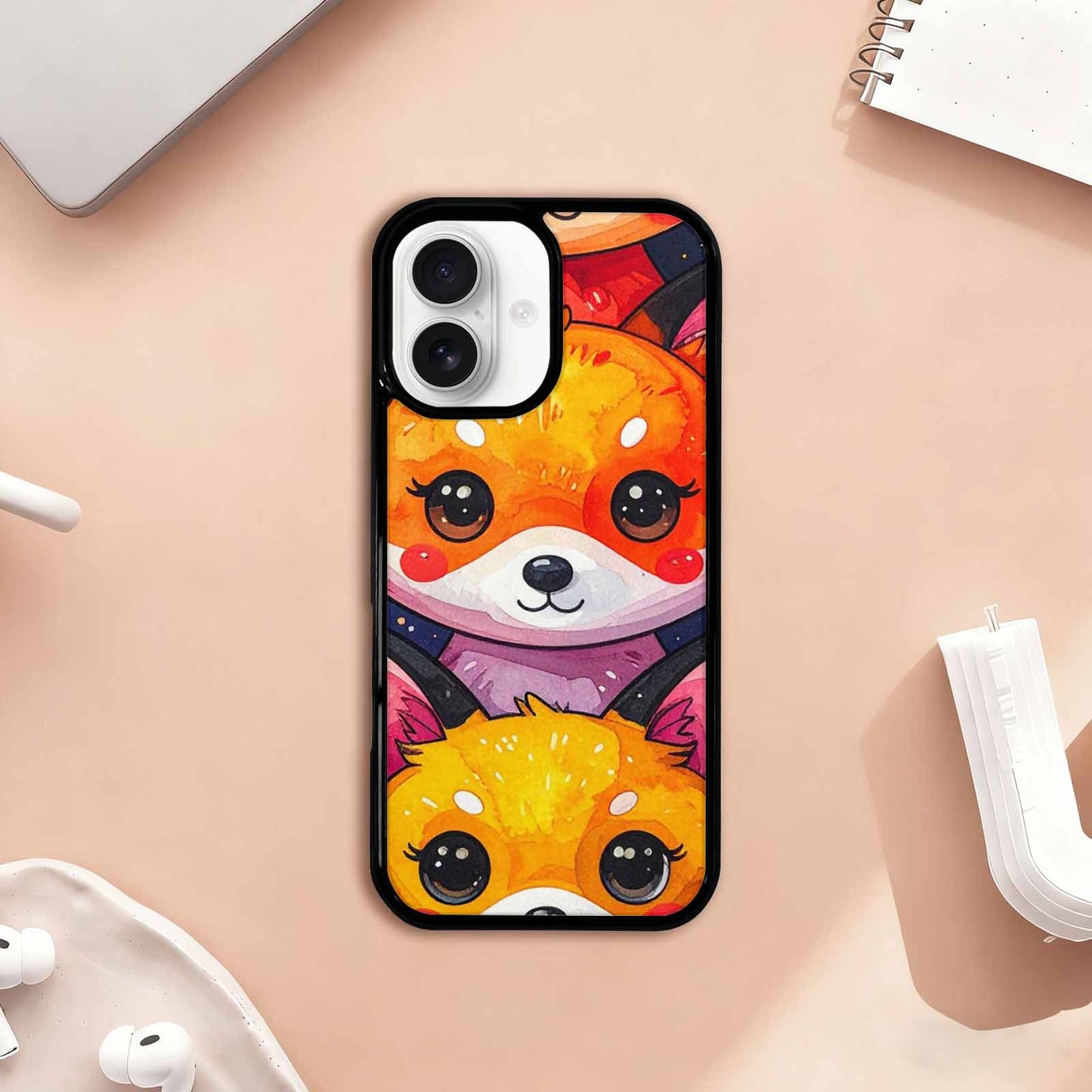 iPhone 17 Case — Watercolor Kawaii Fox Watercolor Abstract, Custom Designed Case Cover