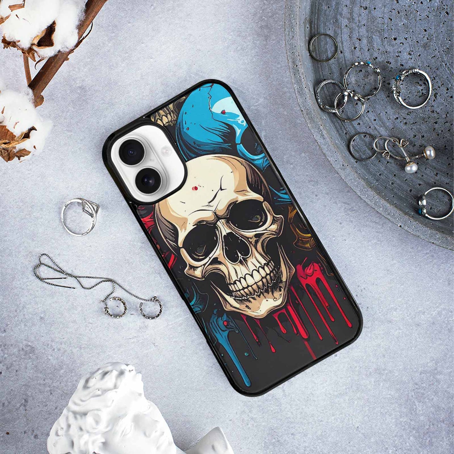 iPhone 16 Plus Case — Many Of Skulls Collage Overlapping Art, Custom Phone Case