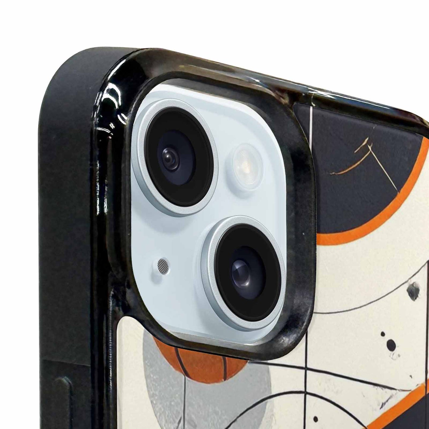iPhone 15 Plus Case — Basketball Pattern Court Lines And Balls, Custom Printed Phone Case