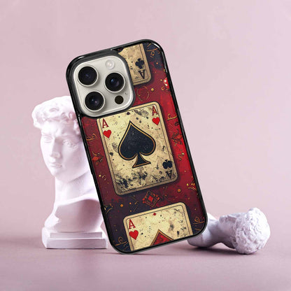 iPhone 16 Pro Case — Playing Card Suits Pattern Poker Chips, Custom Art Phone Cover