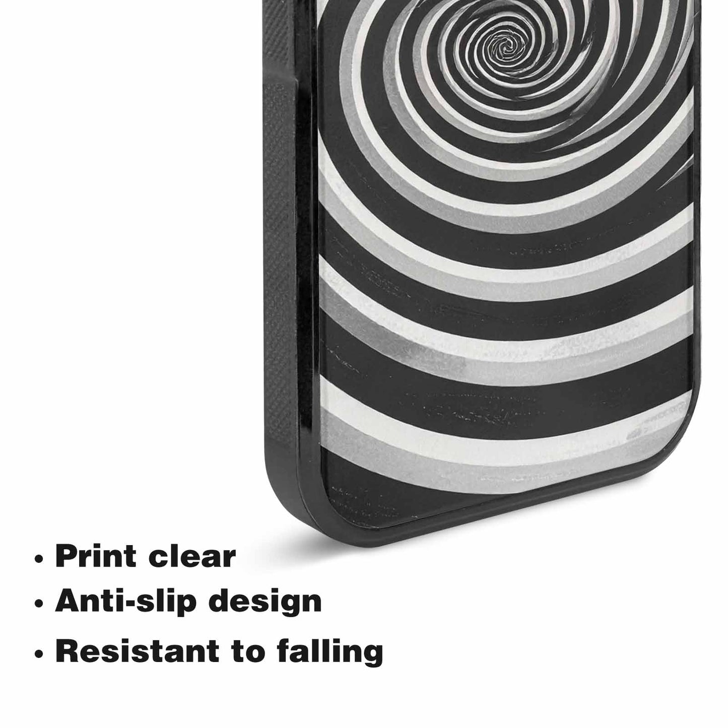 iPhone 15 Case — Hypnotic Spiral Optical Illusion Motif High, Customized Protective Case