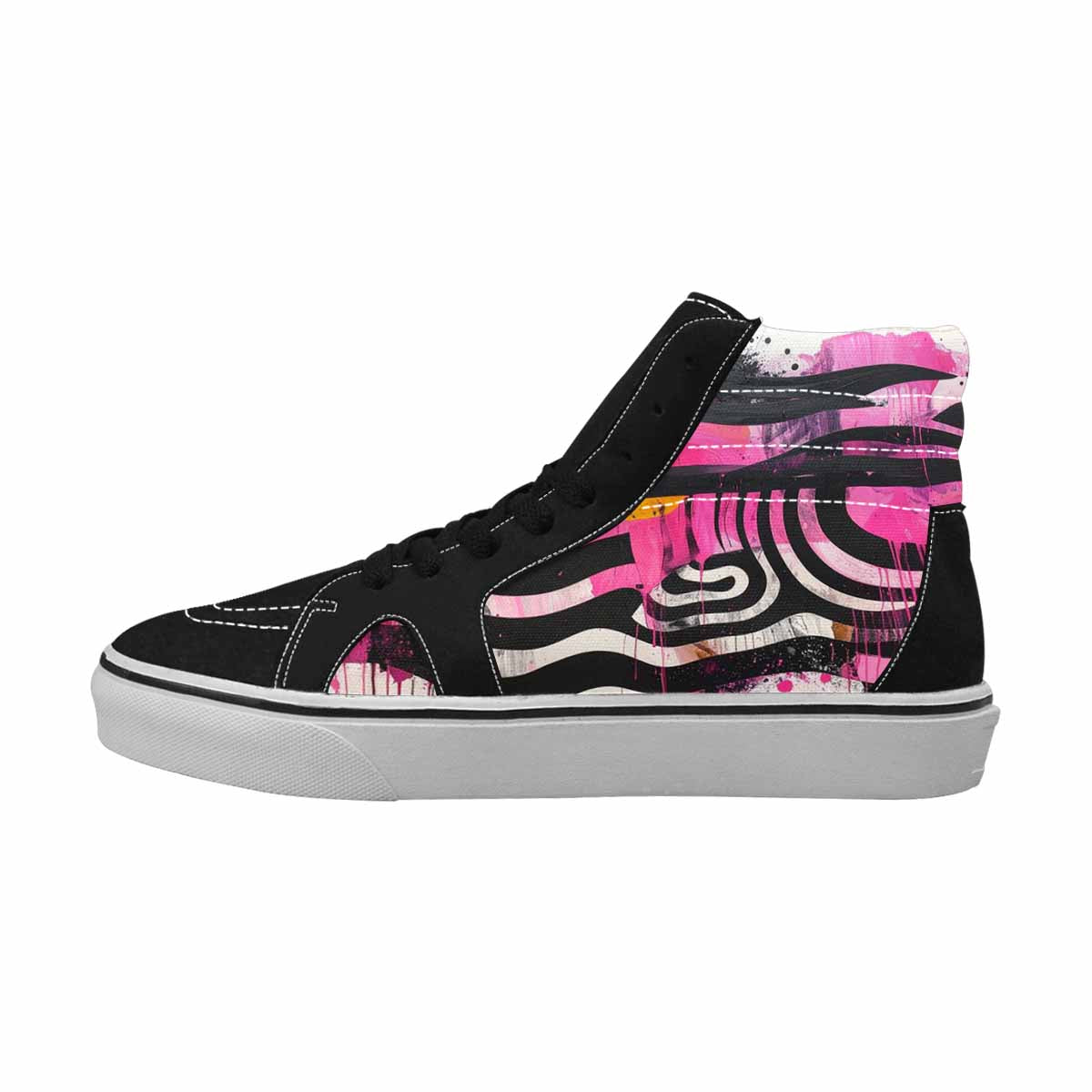 MEN'S Zebra Stripe Burst High Top Canvas Vibrant Chaos Sneakers