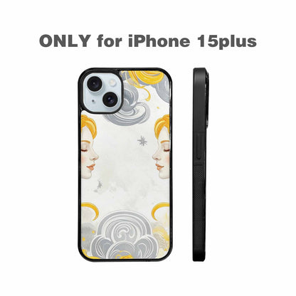 iPhone 15 Plus Case — Gemini Twins Zodiac Pattern Seamless Repeat, Custom Art Phone Cover