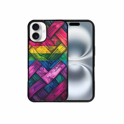 iPhone 16 Plus Case — Polysexual Flag Color Theme Small Rainbow, Custom Made Phone Cover