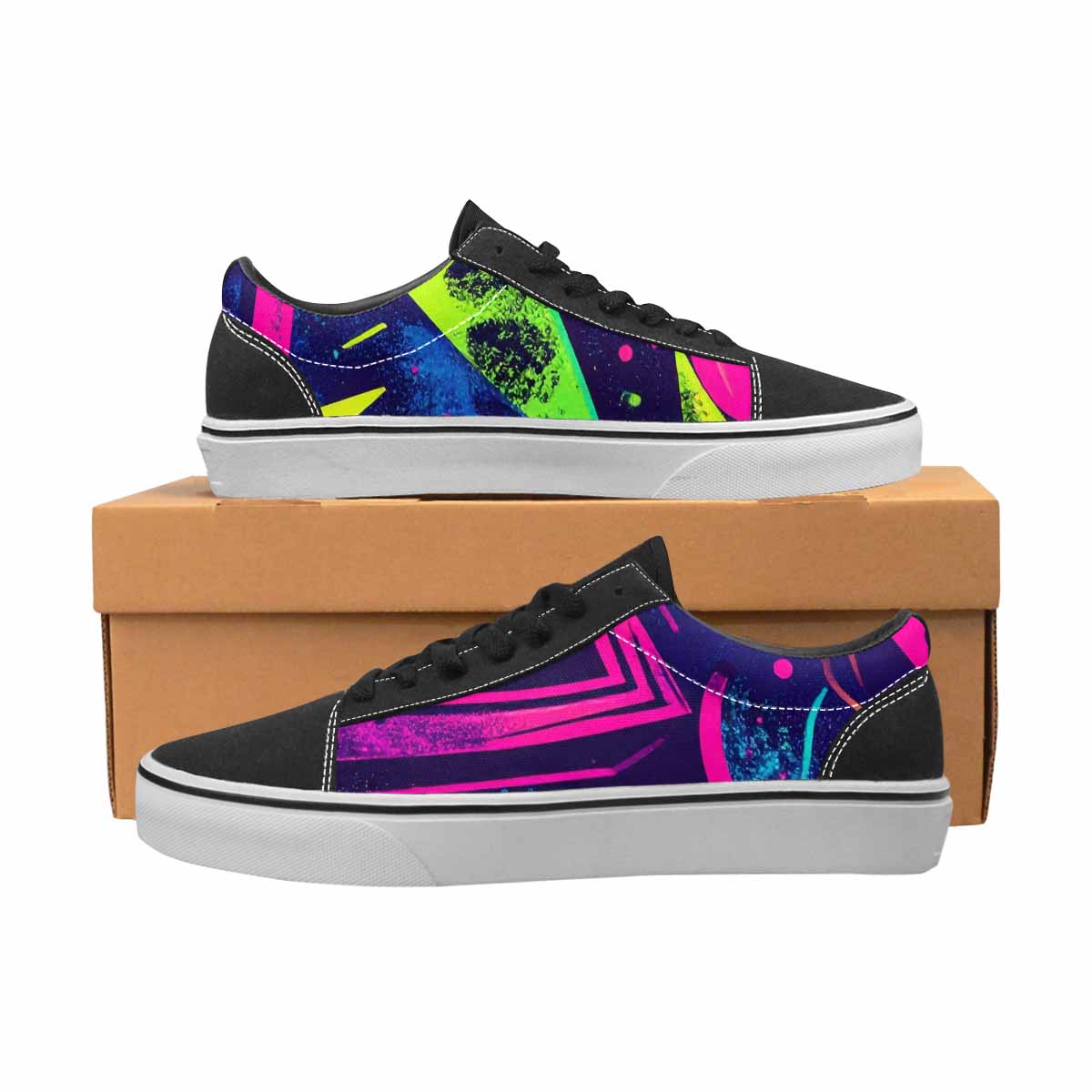 WOMEN'S Memphis Squiggles Triangles Dots Canvas Lace-Up Y2K Custom Sneakers