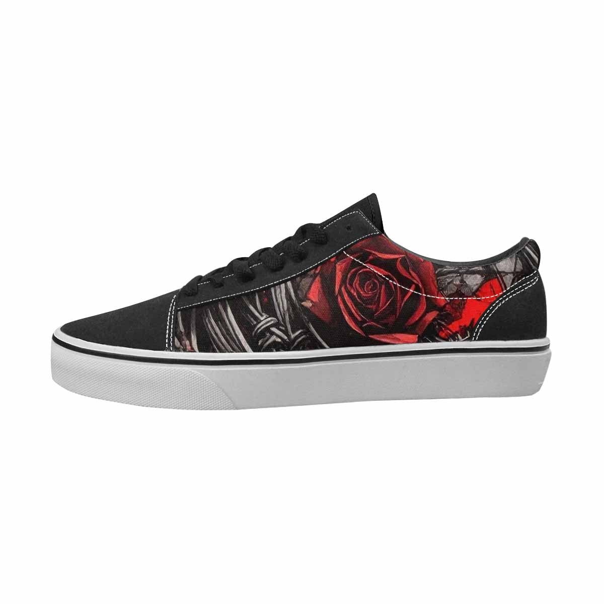 MEN'S Barbed Wire Black & Red Ink Canvas One Of A Kind Surreal Shoes