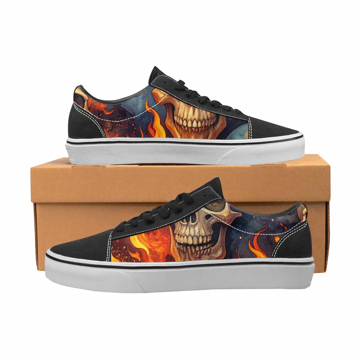 WOMEN'S Skulls - Flaming Canvas Lace-Up Vivid Shoes