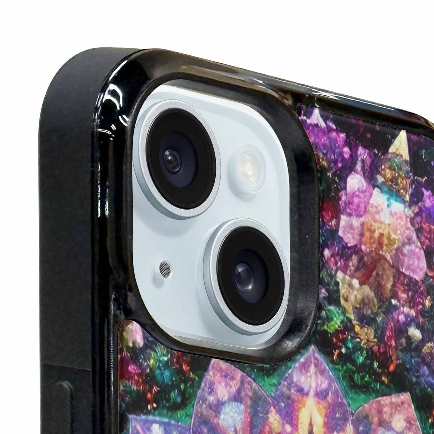 iPhone 15 Plus Case — Crystal Mandala Art Seamless Pattern Vibrant, Custom Phone Case
