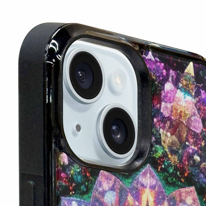 iPhone 15 Plus Case — Crystal Mandala Art Seamless Pattern Vibrant, Custom Phone Case