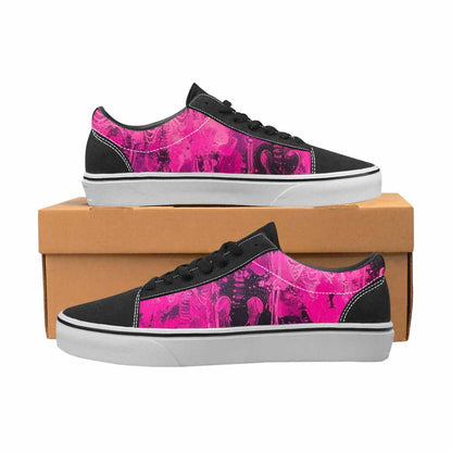 WOMEN'S Skeletons  Neon Pink Lace-Up Canvas Vivid Sneakers