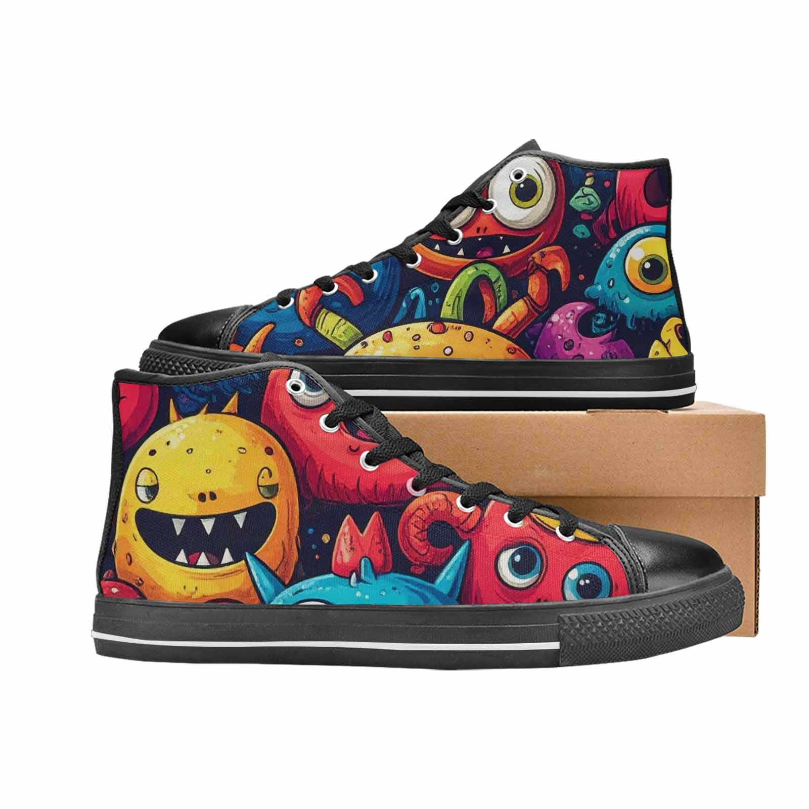 MEN'S Cartoon Monster Character High Top Canvas Neon Fantasy Custom Sneakers