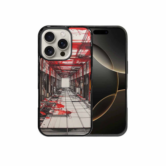 iPhone 16 Pro Case — Liminal Space Fragment Black Red Ink, Custom Print Case Cover
