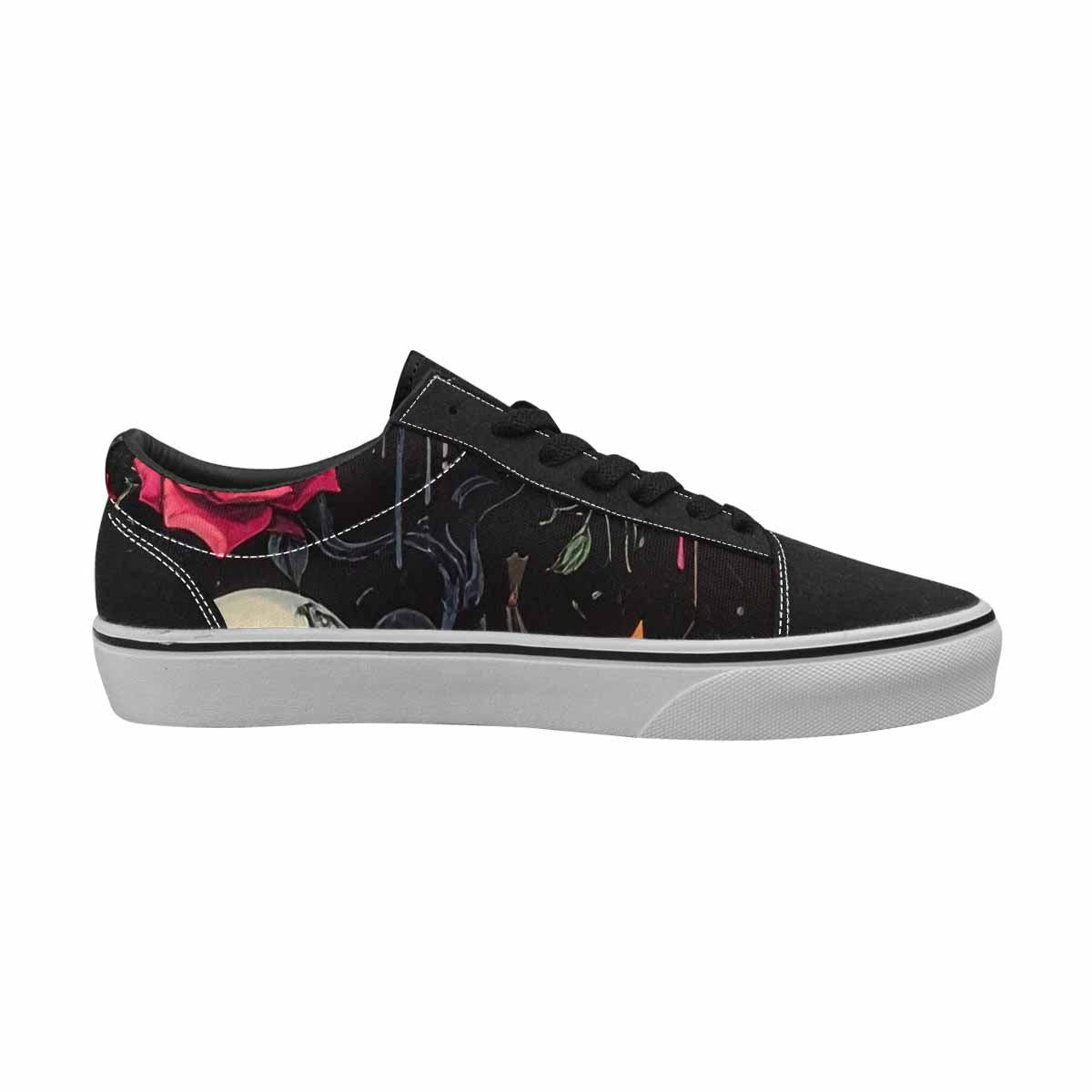 WOMEN'S Skulls Roses Melting Skulls Lace-Up Canvas Wallpaper Art Sneakers