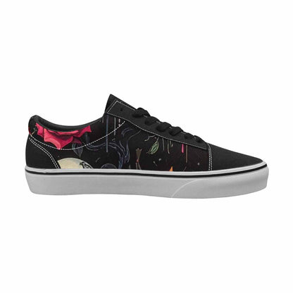 WOMEN'S Skulls Roses Melting Skulls Lace-Up Canvas Wallpaper Art Sneakers
