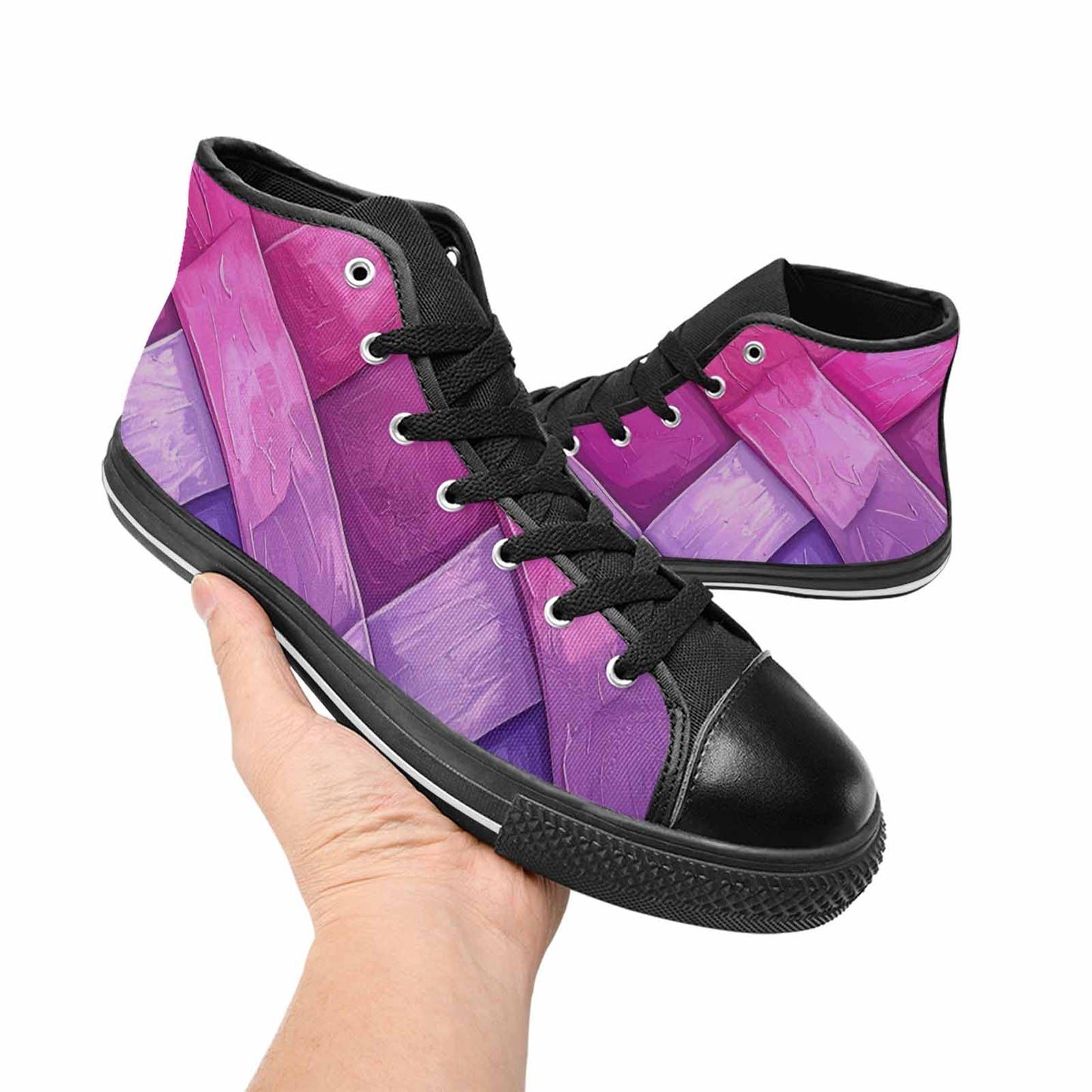 MEN'S Bisexual Flag Color High Top Canvas Vibrant Chaos Shoes