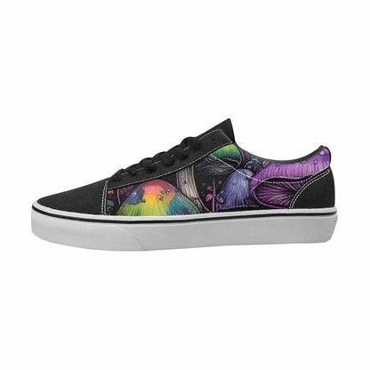 WOMEN'S Mushrooms Black & Purple Ink Canvas Personalized Neon Fantasy Sneakers