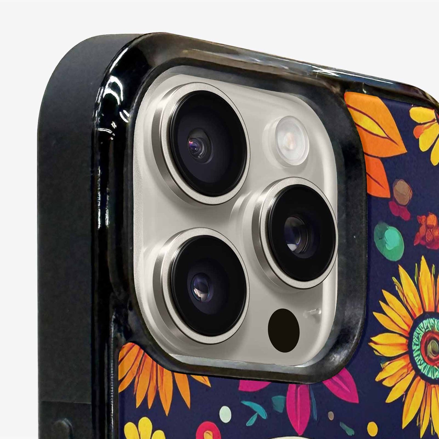 iPhone 15 Pro Max Case — Sunflowers And Skulls, Unique Phone Case Design