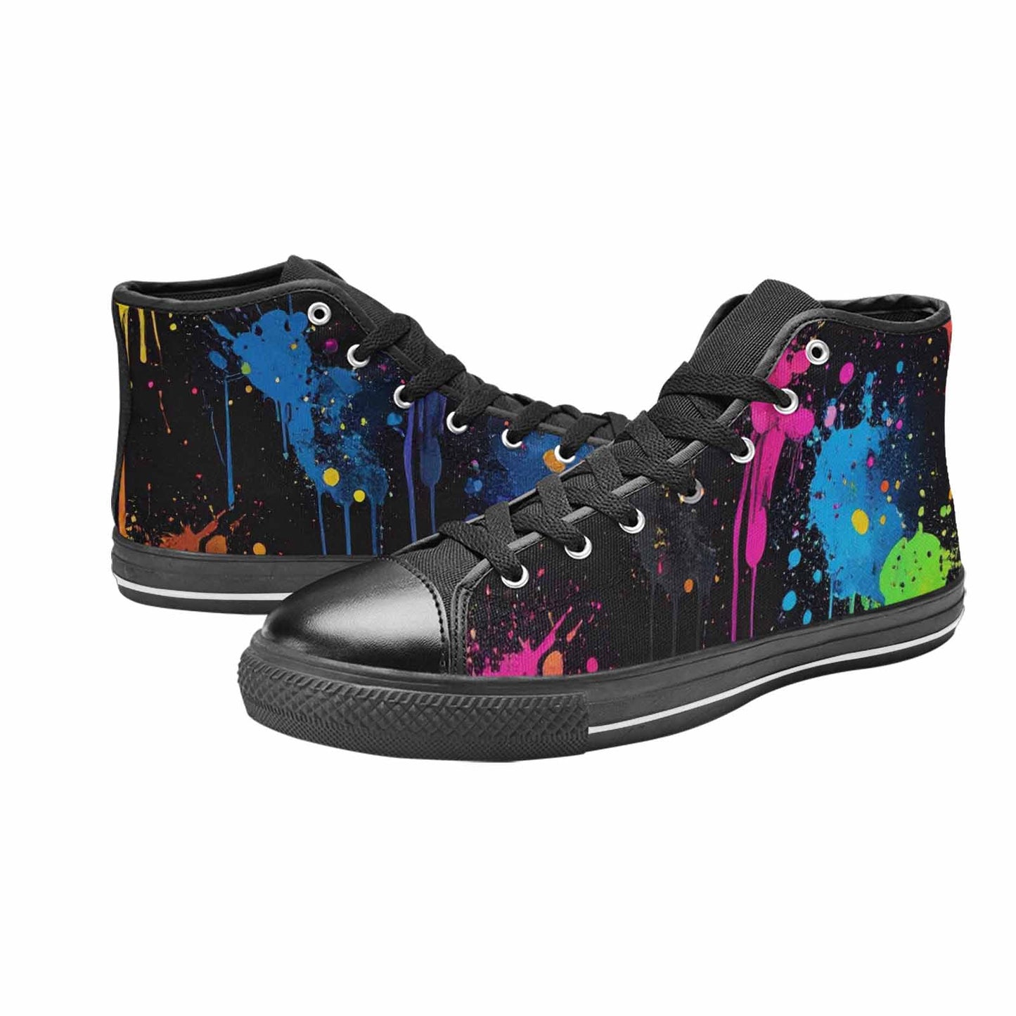 MEN'S Paint Splatter High Top Canvas Vibrant Chaos Custom Shoes
