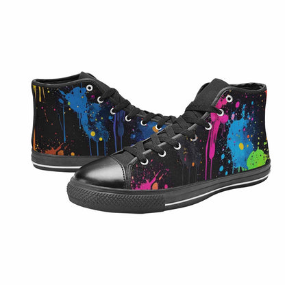 MEN'S Paint Splatter High Top Canvas Vibrant Chaos Custom Shoes