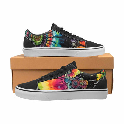 WOMEN'S Tie Dye Black & Green Ink Canvas Statement Vibrant Chaos Limited Edition Sneakers