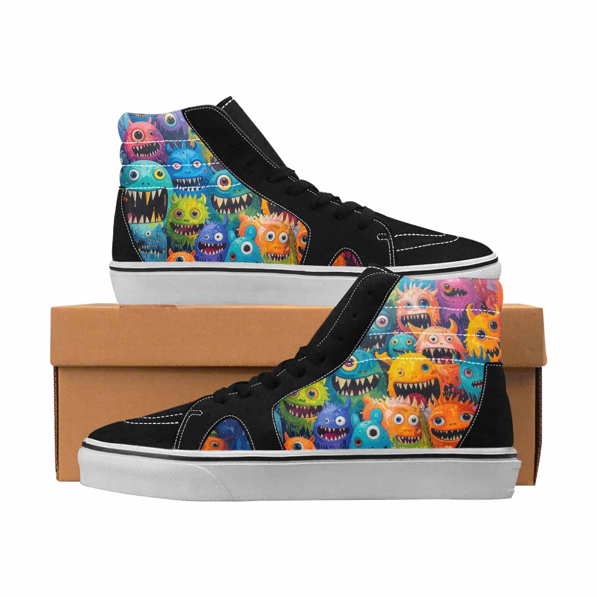 MEN'S Monsters High Top Canvas Made To Order Melting Art Custom Streetwear Shoes