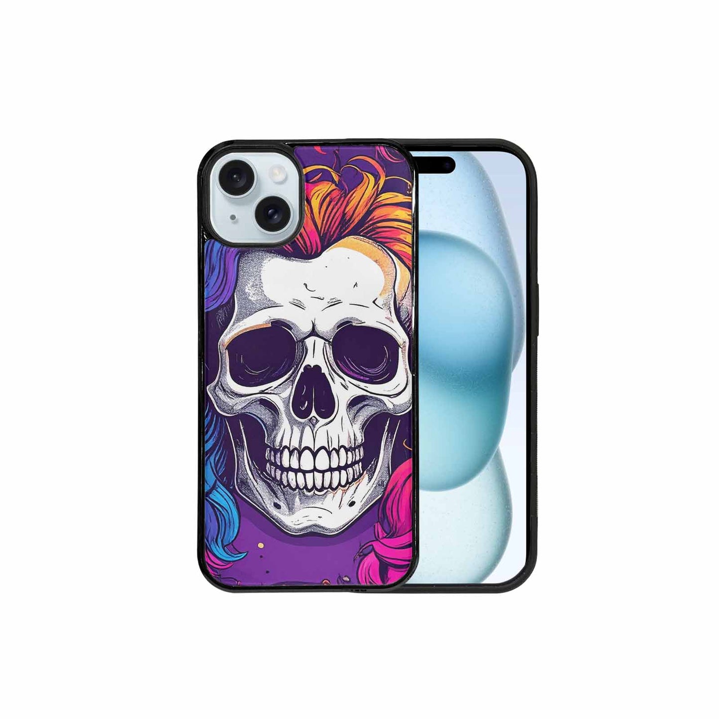 iPhone 15 Plus Case — Pride Flag Skulls Seamless Pattern Vibrant, Custom Designed Case Cover