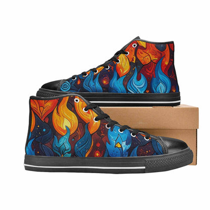 MEN'S Fire Flame High Top Canvas Cottagecore Custom Sneakers