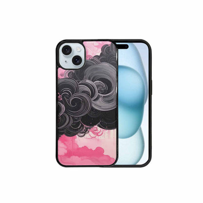 iPhone 15 Plus Case — Van Gogh Swirl Black Pink Ink, Custom Designed Case Cover