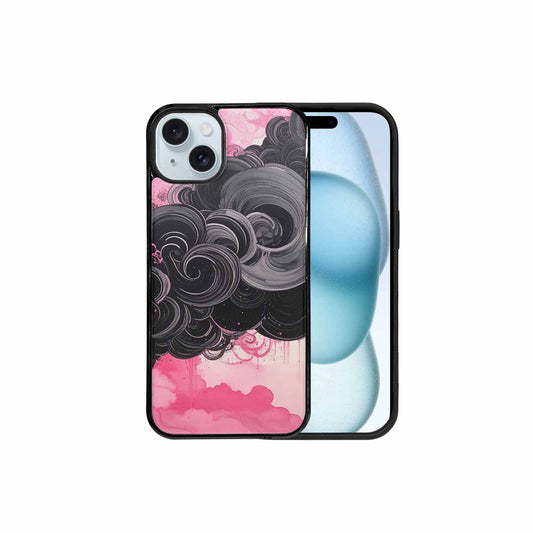 iPhone 15 Plus Case — Van Gogh Swirl Black Pink Ink, Custom Designed Case Cover