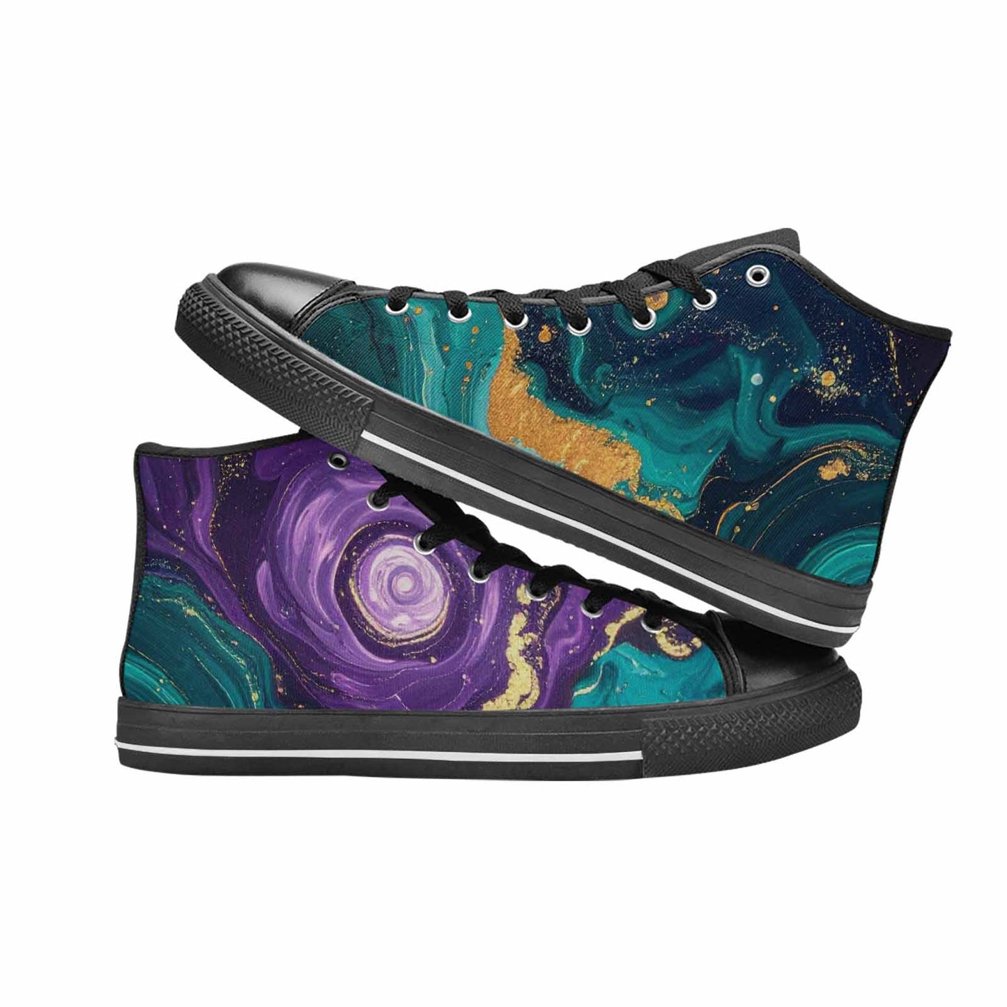 MEN'S Marble Galaxy Swirl High Top Canvas Grunge Custom Shoes