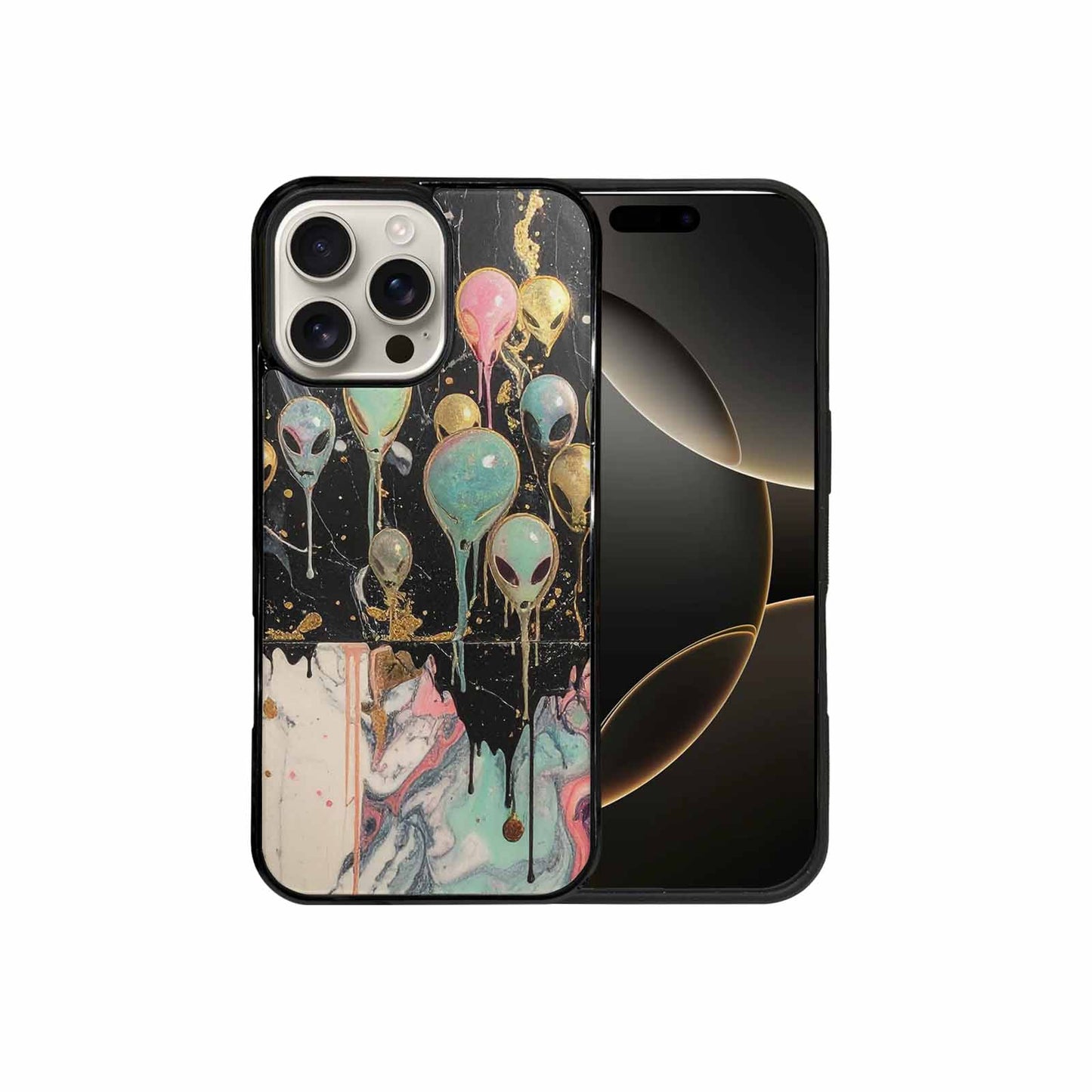 iPhone 16 Pro Max Case — Aliens Marblemelting Aliens Pa 7eb Personalized, Custom Art Phone Cover