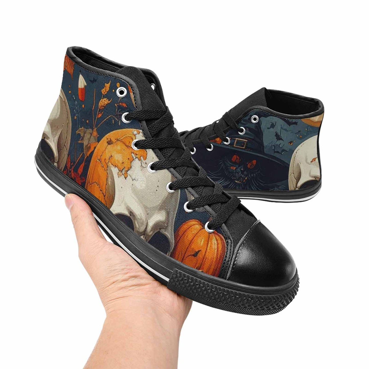 WOMEN'S Halloween Skulls Pumpkins High Top Canvas Dreamcore Custom Shoes