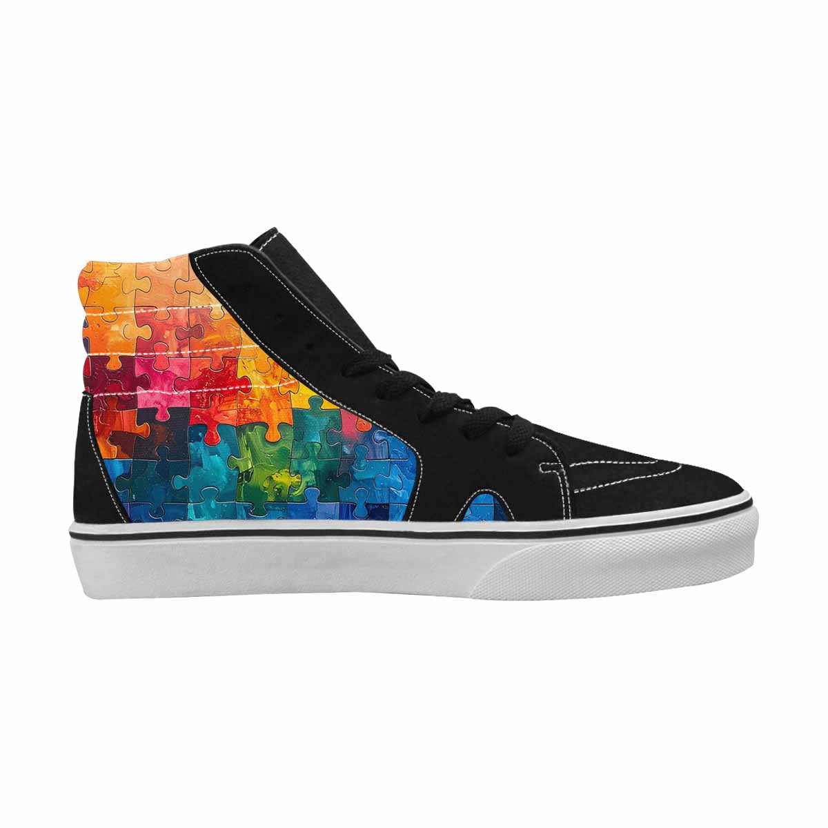 MEN'S Autism Puzzle Pieces High Top Canvas Grunge Custom Shoes