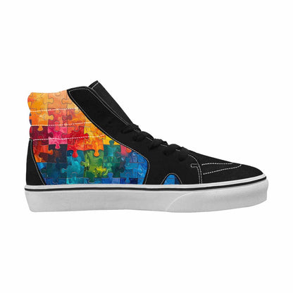 MEN'S Autism Puzzle Pieces High Top Canvas Grunge Custom Shoes