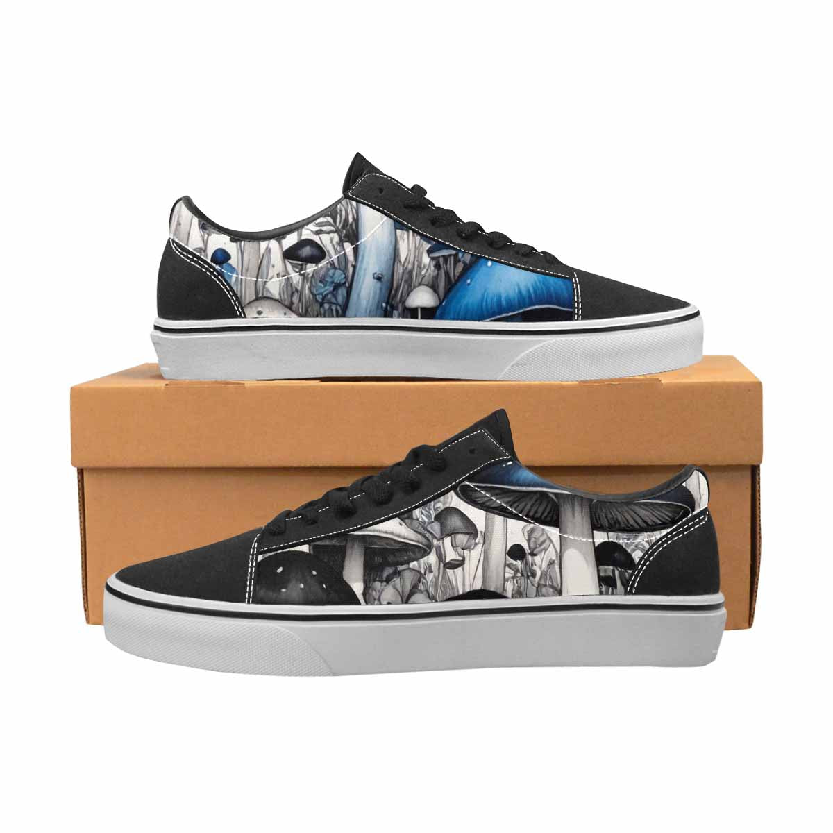 WOMEN'S Mushrooms (general) Lace-Up Canvas Grunge Custom Shoes