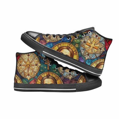 MEN'S Jesus Face Small High Top Canvas Surreal Custom Sneakers