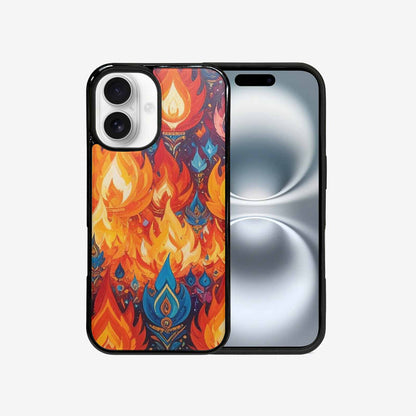 iPhone 16 Case — Flame Burst Full Color Vibrant Flame, Custom Art Phone Cover