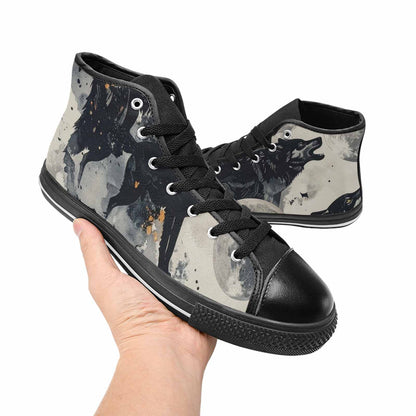 WOMEN'S Wolf Silhouette Moon High Top Canvas Cottagecore Shoes