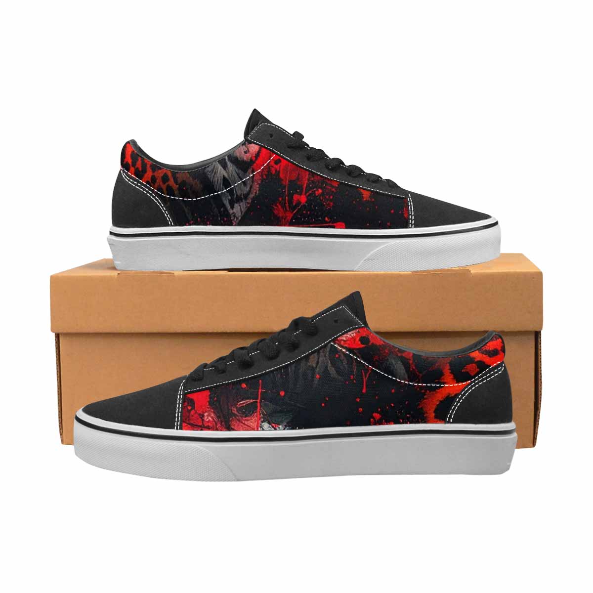 WOMEN'S Animal Print (black & Lace-Up Canvas Dark Academia Custom Sneakers