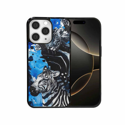iPhone 15 Pro Max Case — Animal Print Black Blue Ink Animal, Personalized Phone Case