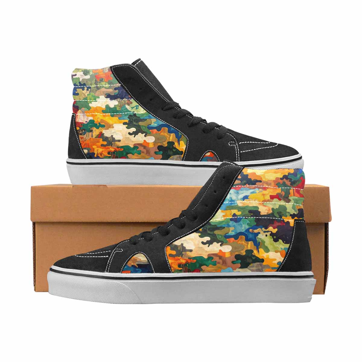 WOMEN'S Camo Full Color High Top Canvas Statement Grunge Custom Art Shoes