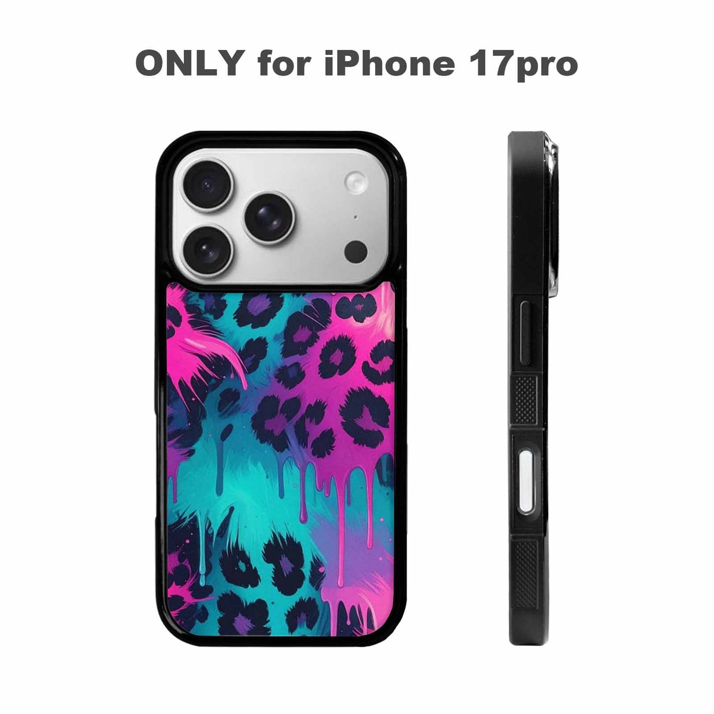 iPhone 17 Pro Case — Leopard Melting Neon Animal Print, Personalized Phone Case