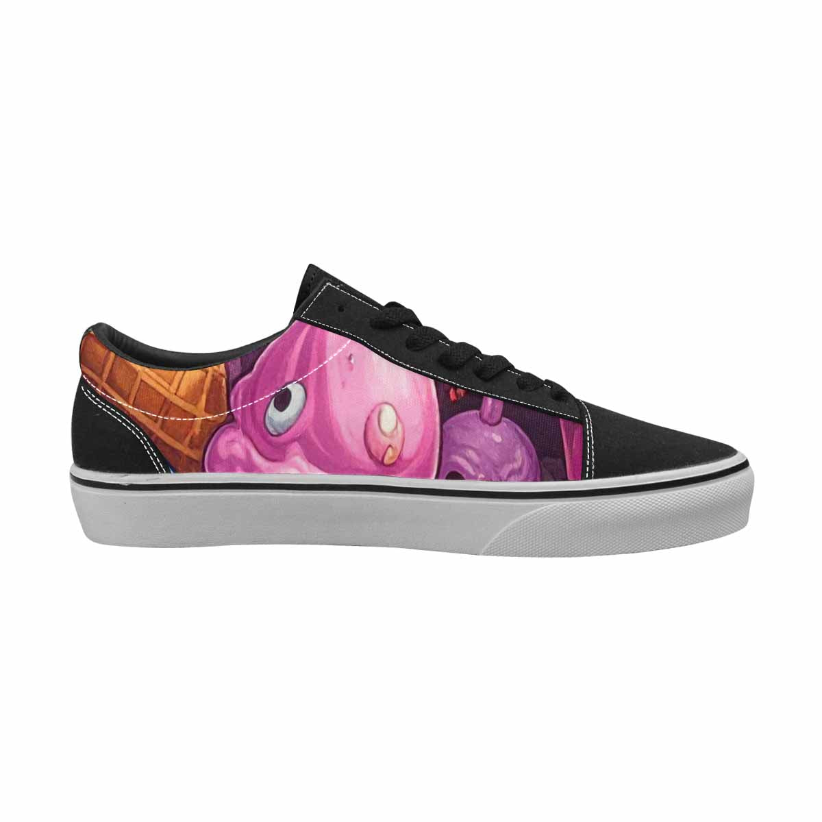 WOMEN'S Ice Cream Monsters  Lace-Up Canvas Melting Art Sneakers