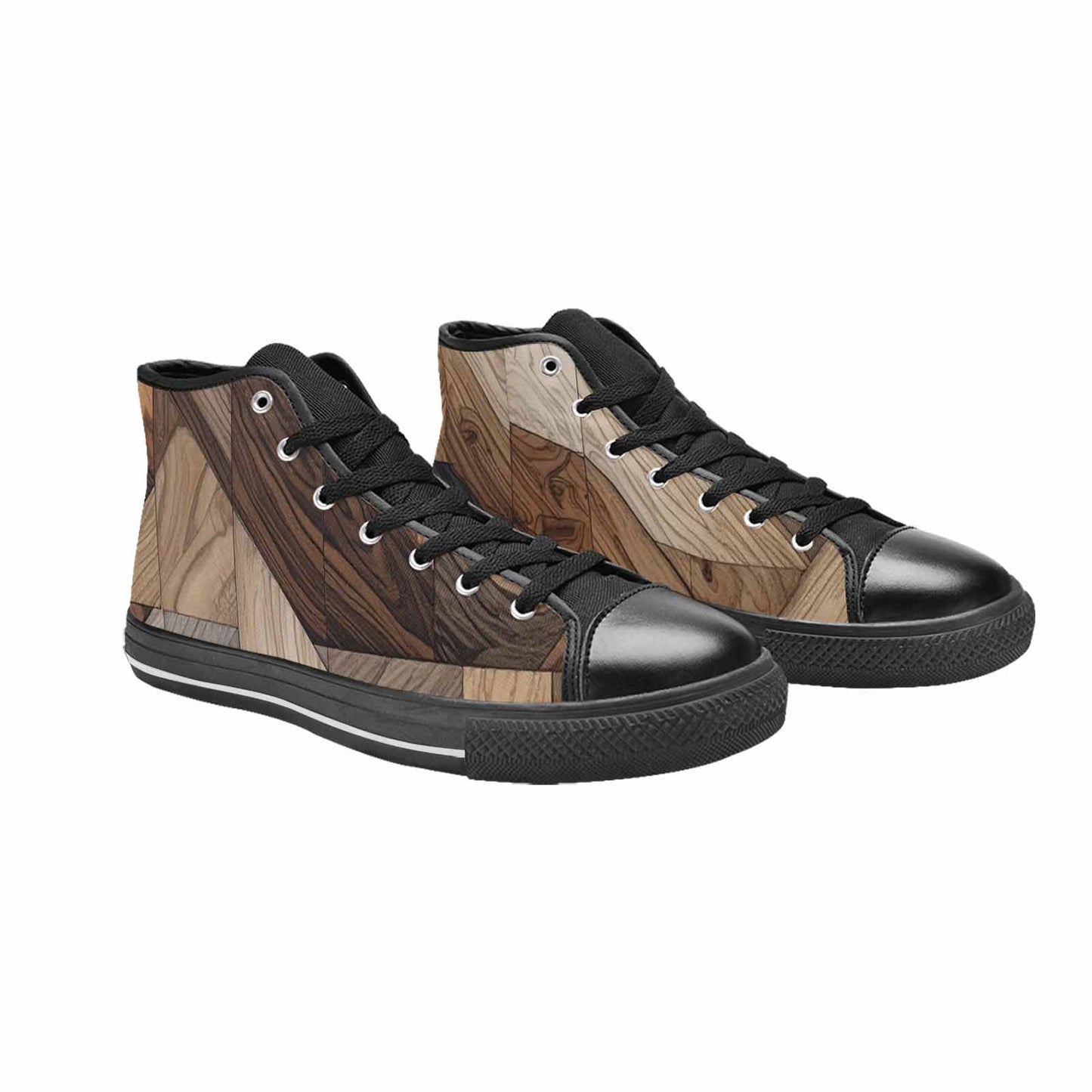 WOMEN'S Wood Grain Texture High Top Canvas Dark Academia Shoes