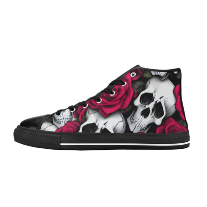WOMEN'S Cc Skulls & Roses High Top Canvas Dark Academia Custom Shoes