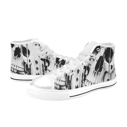 MEN'S Cc Grey Skull Art High Top Canvas Neon Fantasy Custom Shoes
