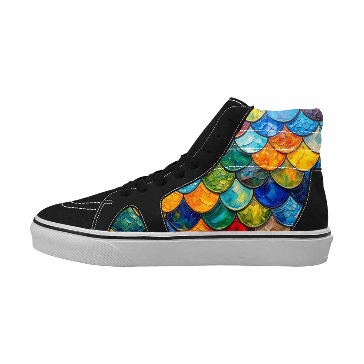 MEN'S Reptile Scale High Top Canvas Wallpaper Art Custom Sneakers